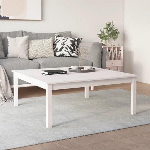 Sofabord i massivt fyrretræ - 100 × 100 × 40 cm, hvid