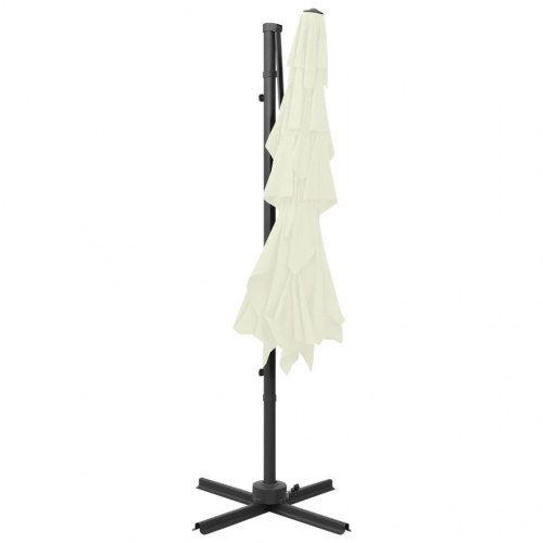 Parasol med aluminiumsstang - 4 niveauer, 250 × 250 cm, sandfarvet