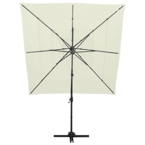 Parasol med aluminiumsstang - 4 niveauer, 250 × 250 cm, sandfarvet