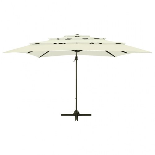 Parasol med aluminiumsstang - 4 niveauer, 250 × 250 cm, sandfarvet