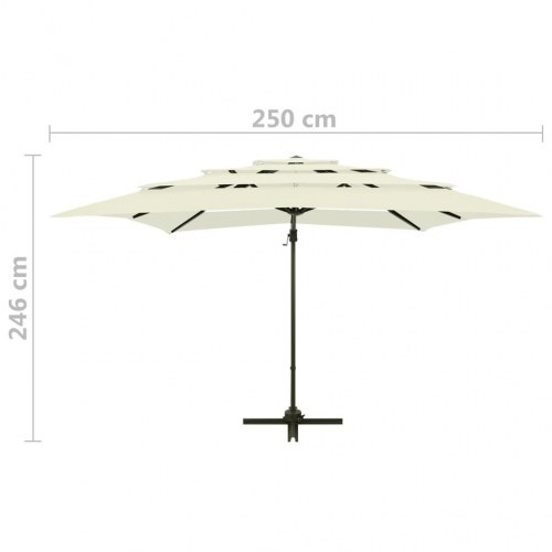 Parasol med aluminiumsstang - 4 niveauer, 250 × 250 cm, sandfarvet