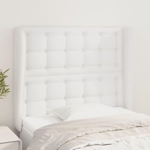 Sengegavl med kanter 83 x 23 x 118/128 cm - hvid