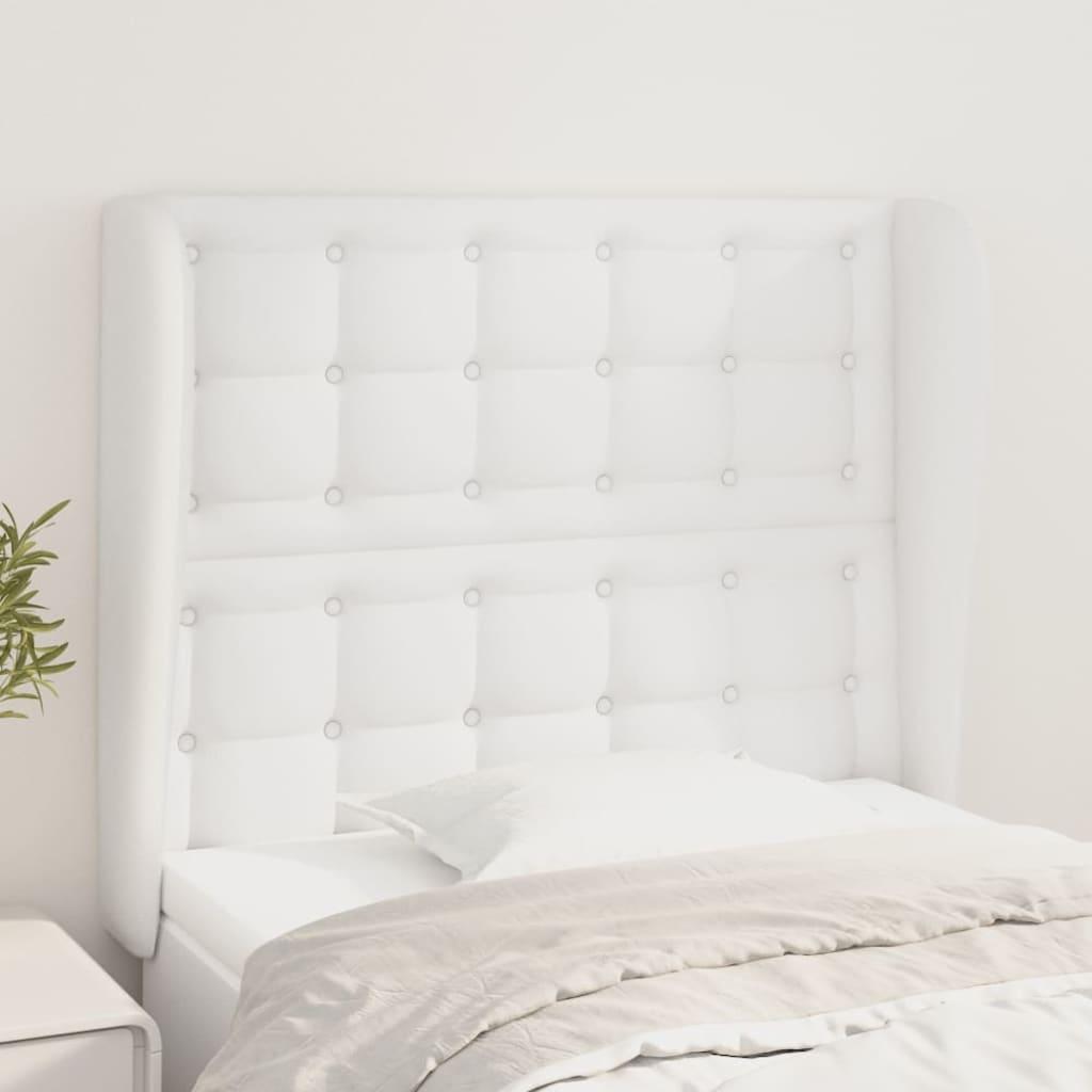 Sengegavl Med Kanter Kunstlæder - Hvid / 83 x 23 x 118/128 cm