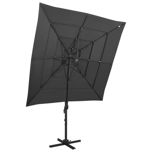 Parasol med aluminiumsstang i 4 niveauer 250x250 cm antracitgrå