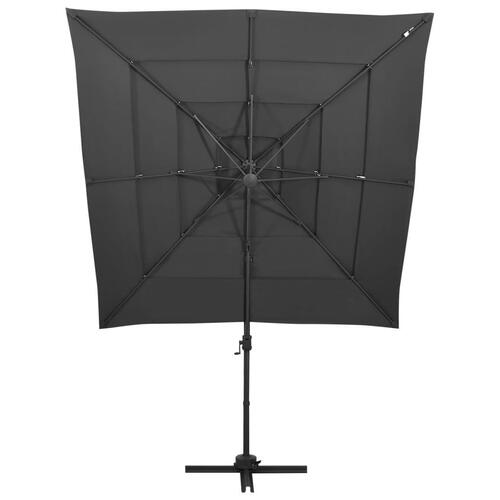 Parasol med aluminiumsstang i 4 niveauer 250x250 cm antracitgrå