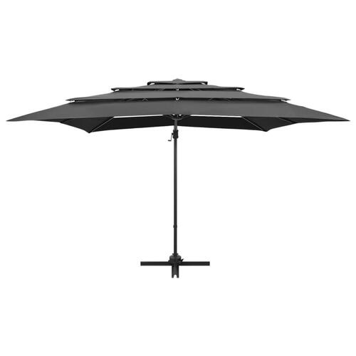 Parasol med aluminiumsstang i 4 niveauer 250x250 cm antracitgrå