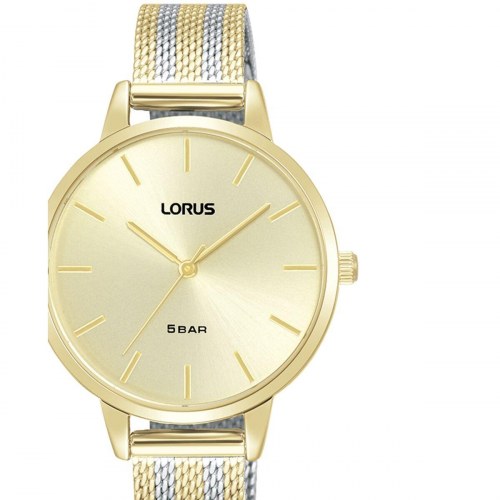 Lorus RG272WX9 dameur - armbåndsur i guldtone med multifarvet meshrem