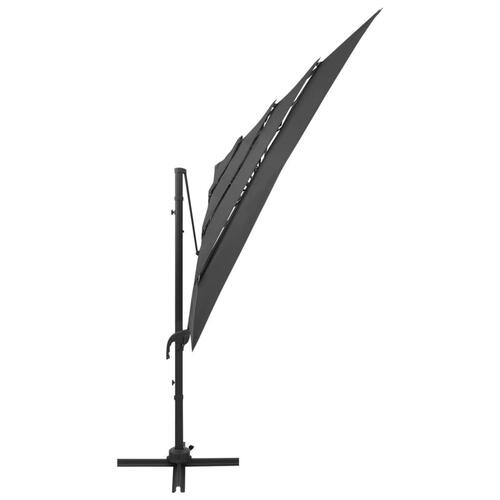 Parasol med aluminiumsstang i 4 niveauer 250x250 cm antracitgrå