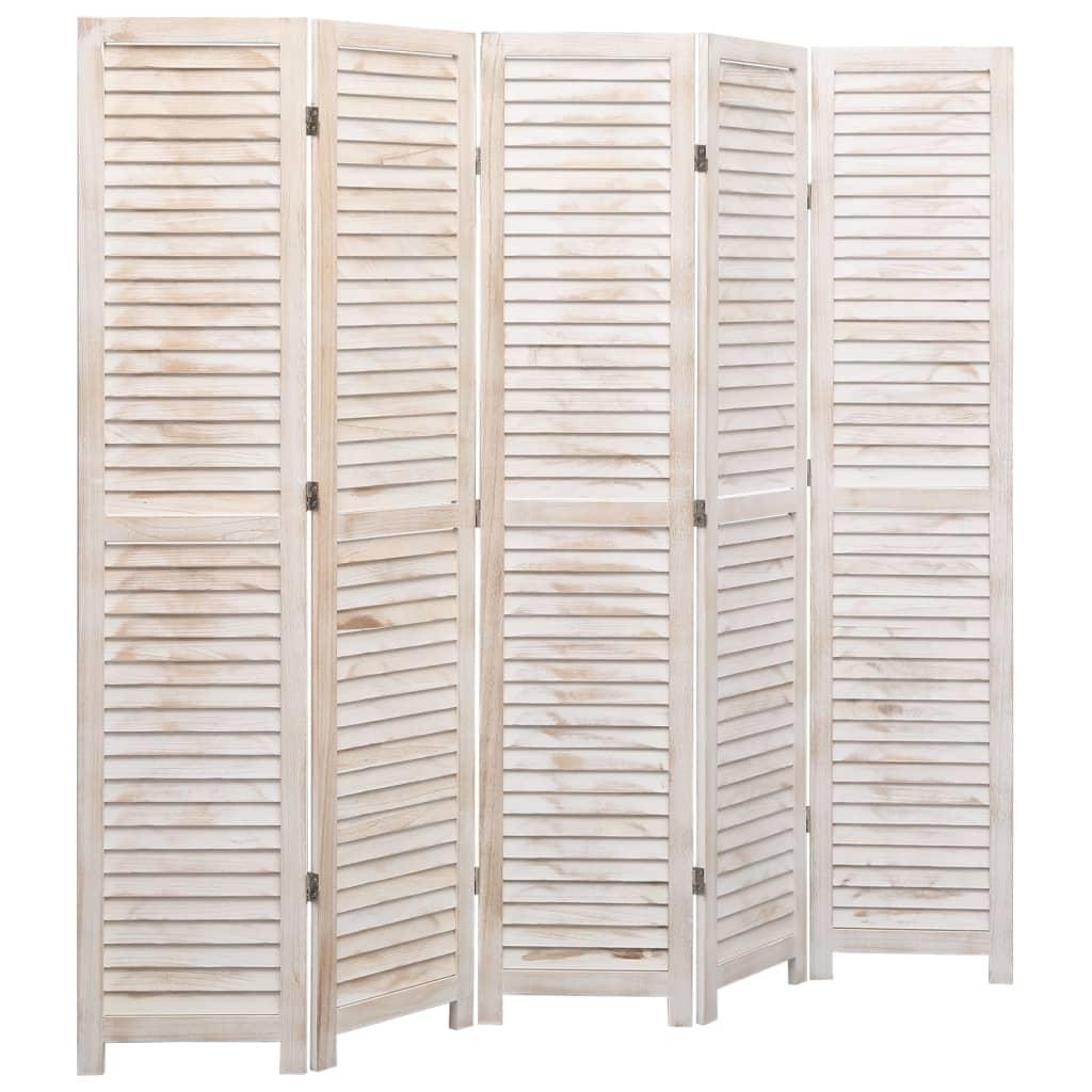 5-panels rumdeler 175 x 165 cm træ hvid