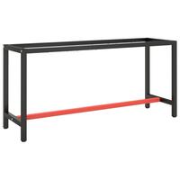Stel til arbejdsbænk 170x50x79 cm metal mat sort og mat rød
