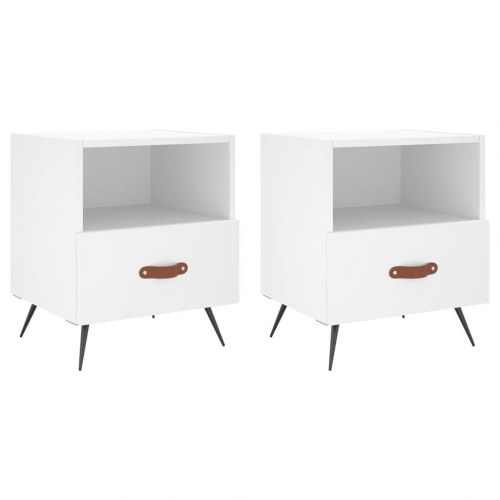 Sengeborde 2 stk. - 40×35×47,5 cm i hvidt konstrueret træ