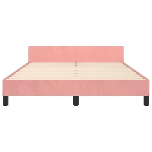 Sengeramme med hovedgærde uden madras Pink 140x200 cm Velour