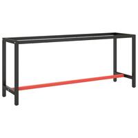 Stel til arbejdsbænk 190x50x79 cm metal mat sort og mat rød