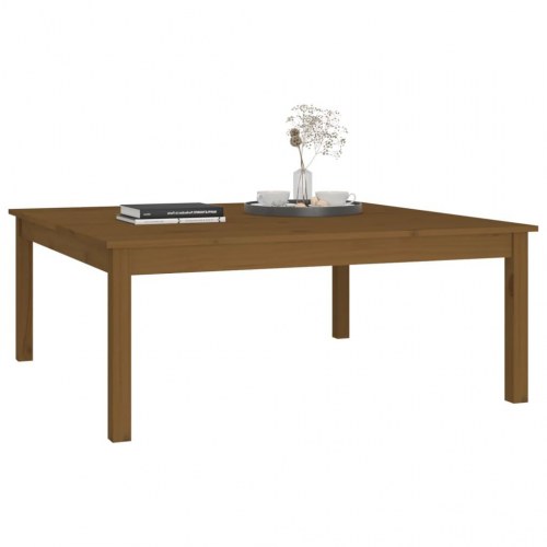Sofabord i massivt fyrretræ 100×100×40 cm - gyldenbrun