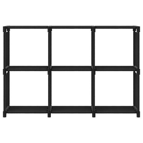 Displayreol med 6 kubeformede rum 103x30x72,5 cm stof sort
