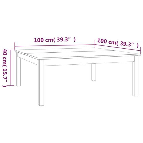 Sofabord 100x100x40 cm massivt fyrretræ gyldenbrun