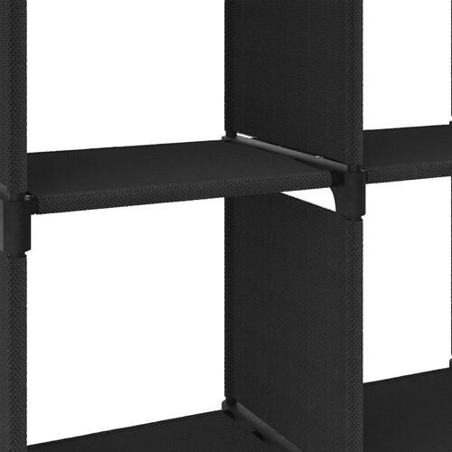 Displayreol med 6 kubeformede rum 103x30x72,5 cm stof sort