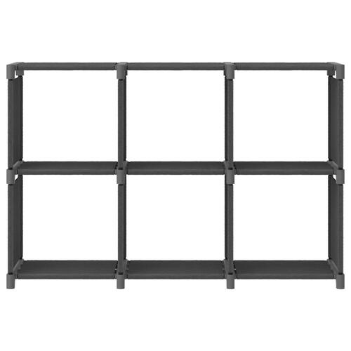 Displayreol med 6 kubeformede rum 103x30x72,5 cm stof grå