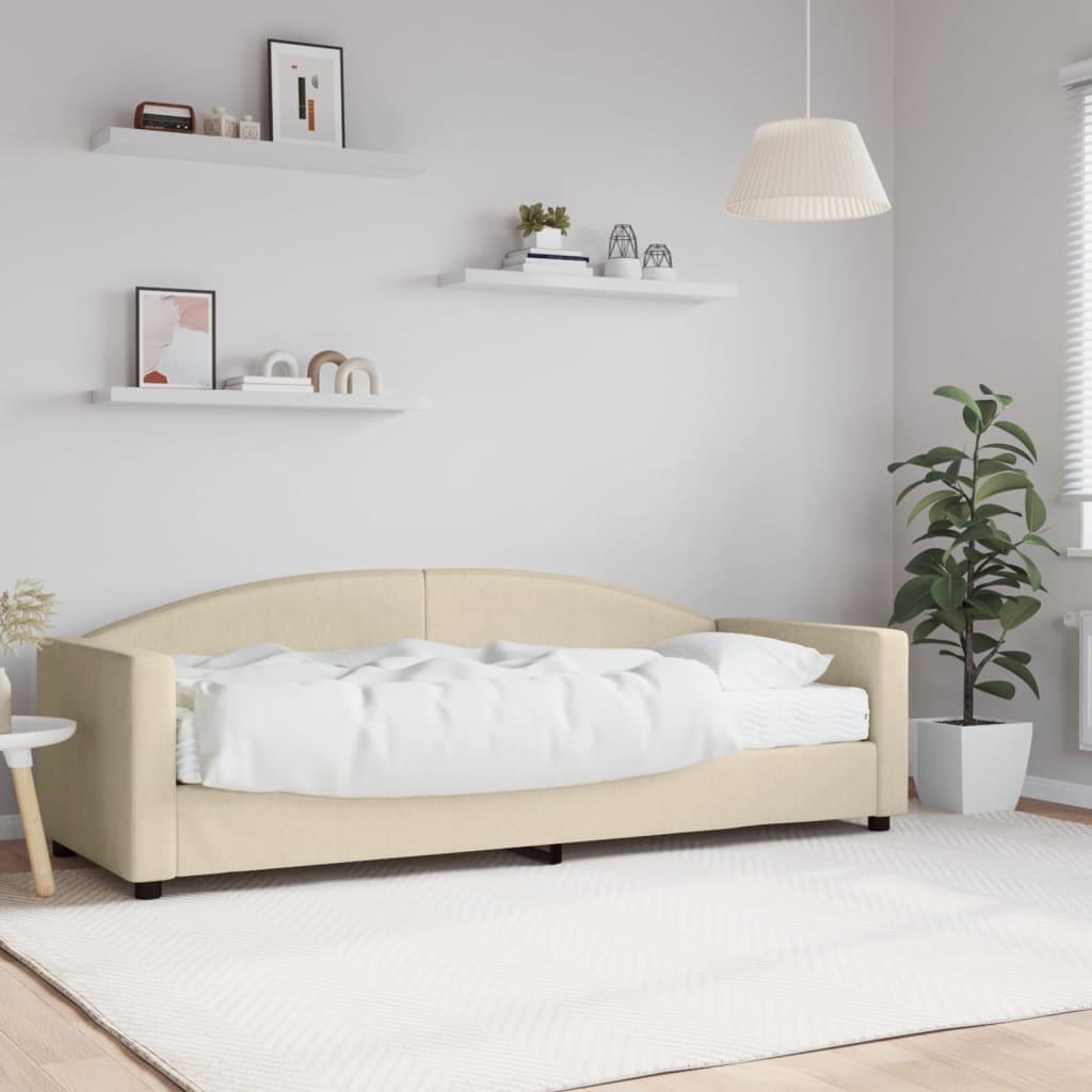 Daybed Stof Farvet Creme - med madras / 80 x 200 cm