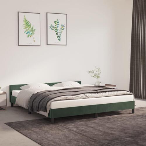Sengeramme uden madras Mørkegrøn 160x200 cm Fløjl