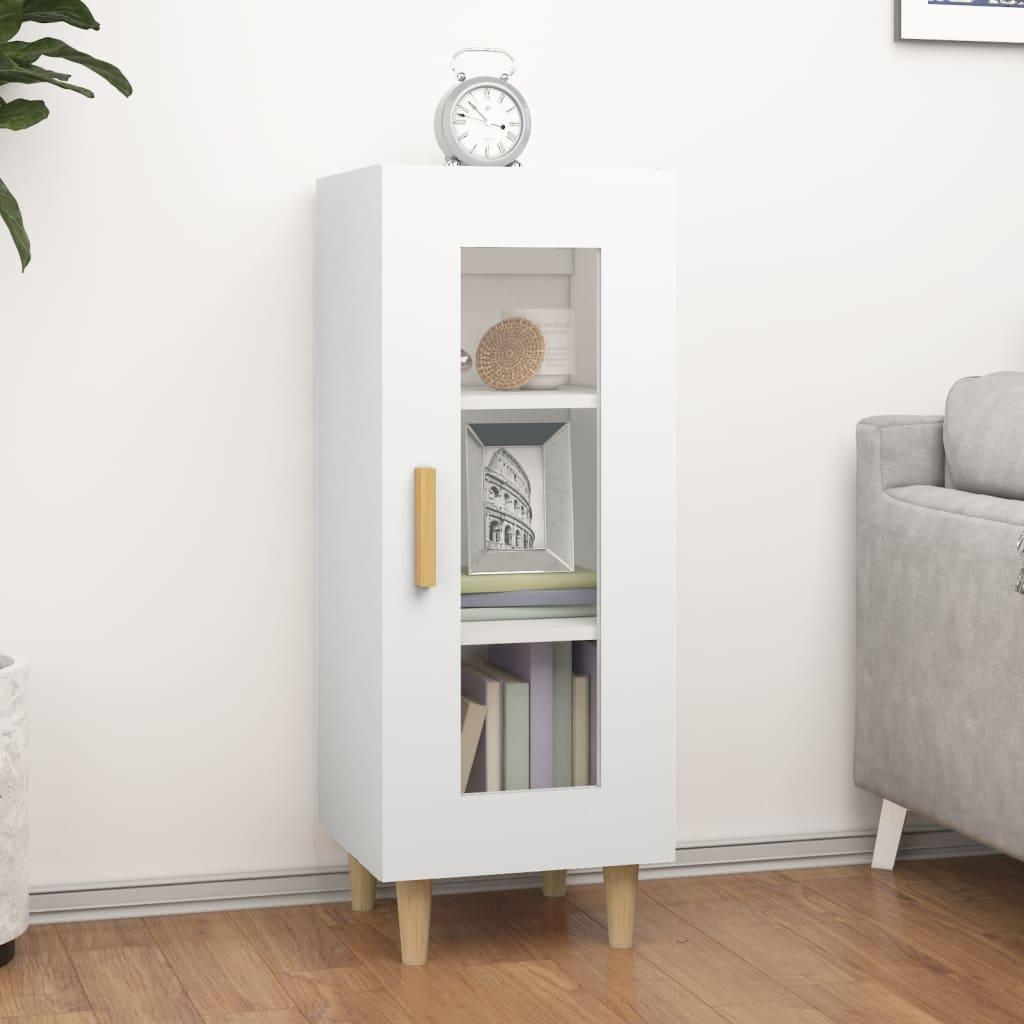Skænk med glaslåge 34,5×34×90 cm - hvid konstrueret træ