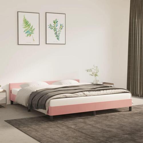 Sengeramme med hovedgærde uden madras Pink 160x200 cm Fløjl