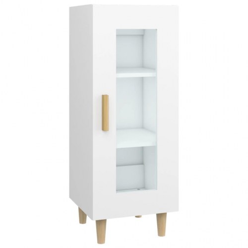 Skænk med glaslåge 34,5×34×90 cm - hvid konstrueret træ