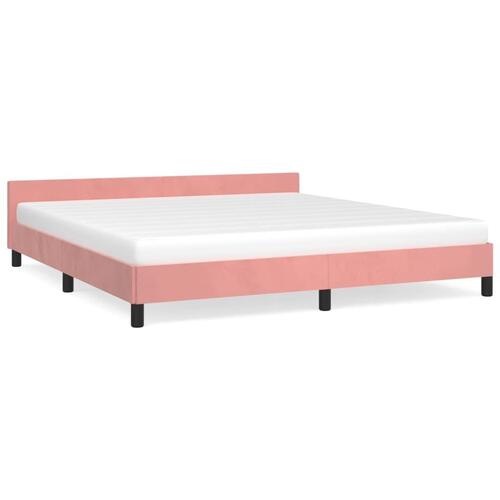 Sengeramme med hovedgærde uden madras Pink 160x200 cm Fløjl
