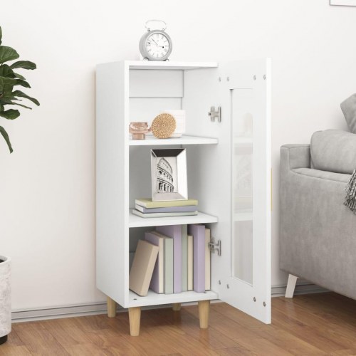 Skænk med glaslåge 34,5×34×90 cm - hvid konstrueret træ