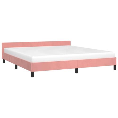 Sengeramme med hovedgærde uden madras Pink 160x200 cm Fløjl