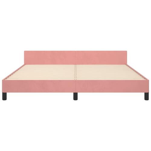 Sengeramme med hovedgærde uden madras Pink 160x200 cm Fløjl