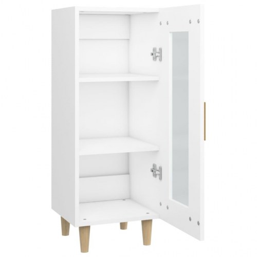 Skænk med glaslåge 34,5×34×90 cm - hvid konstrueret træ