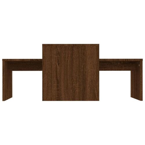 Sofabordssæt 100x48x40 cm konstrueret træ brun egetræsfarve