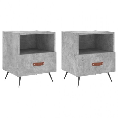 Sengeborde 2 stk. - 40×35×47,5 cm i konstrueret træ, betongrå