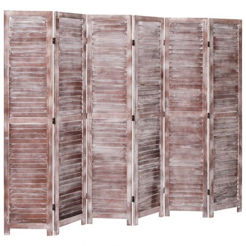 6-panels rumdeler 210 x 165 cm træ brun