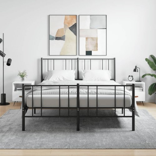 Sengeborde 2 stk. - 40×35×47,5 cm - hvid højglans konstrueret træ