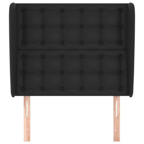 Sengegavl med kanter 93 x 23 x 118/128 cm kunstlæder - sort