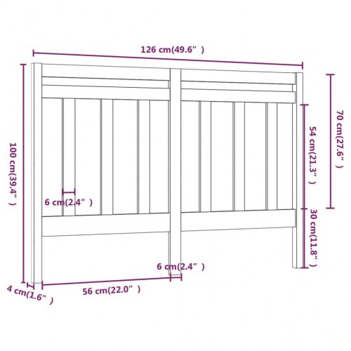 Sengegavl 126 × 4 × 100 cm - massivt fyrretræ, sort