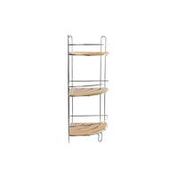 Badeværelse reol Bambus Aluminium Rustfrit krom metal Natur 19,5 x 19,5 x 47 cm