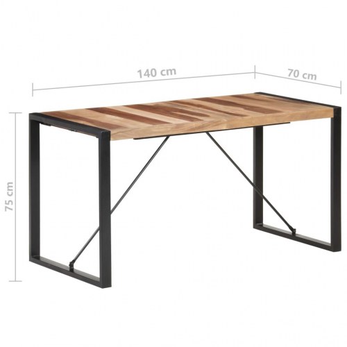 Spisebord 140×70×75 cm i massivt træ - brun/sort