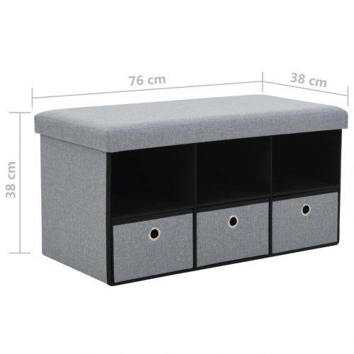 Sammenfoldelig opbevaringsbænk imiteret linned 76 x 38 x 38 cm lysegrå