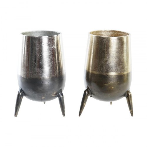 Vase - sæt af 2, 15,5 × 15,5 × 26 cm, sølv/gylden aluminium, moderne
