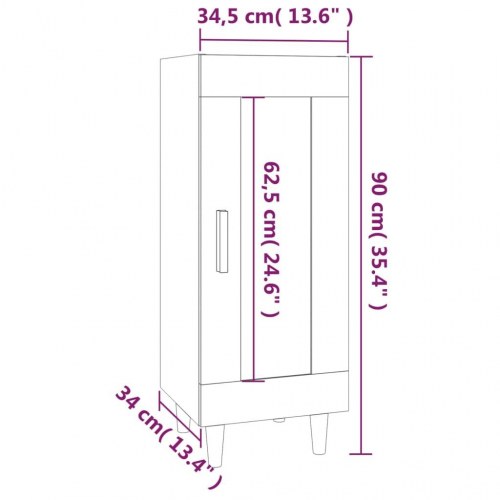 Skænk 34,5×34×90 cm i konstrueret træ - betongrå med glaslåge