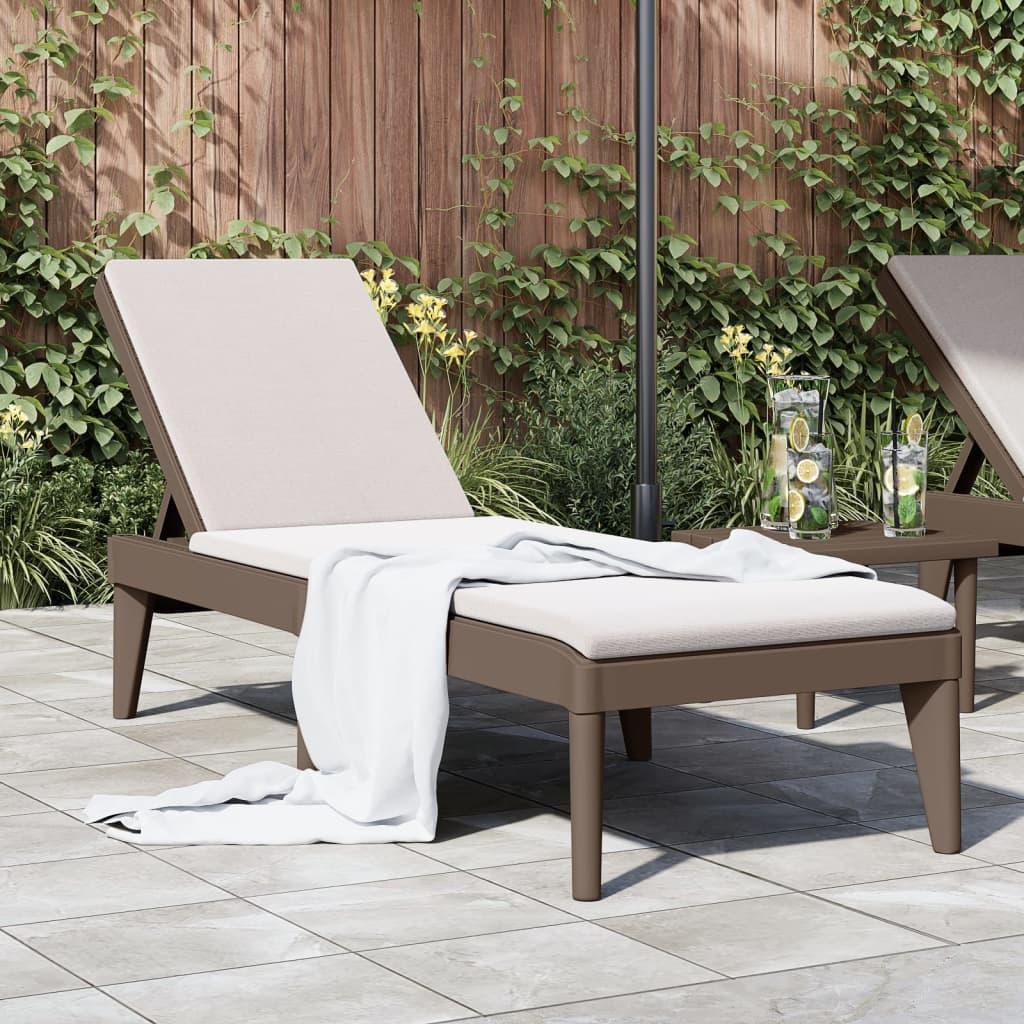Liggestol i PP med rattan-look - brun, 186×60×29 cm