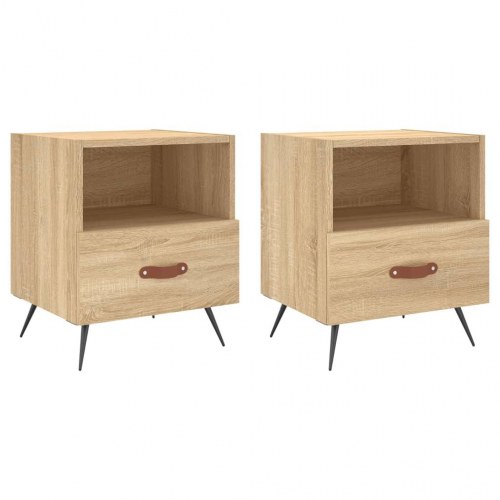 Sengeborde 2 stk. i sonoma-eg - 40x35x47,5 cm, konstrueret træ