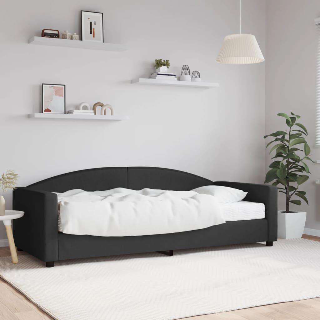 Daybed med madras 90x200 cm stof sort billede