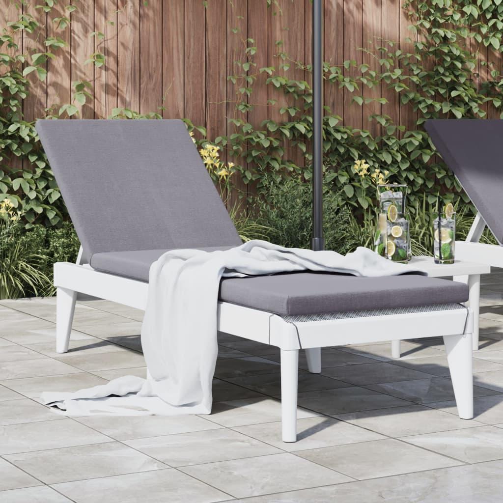 Liggestol i PP - hvid solseng 186×60×29 cm med 4-trins ryglæn