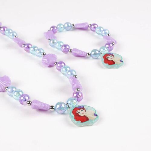 Sæt med Armbånd og Halskæde Disney Princess Lilla Turkisblå 2 Dele