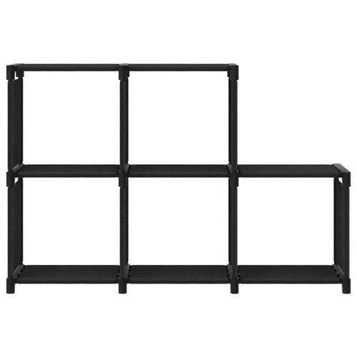 Displayreol med 5 kubeformede rum 103x30x72,5 cm stof sort
