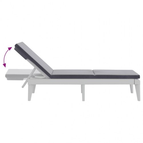 Liggestol med hynde 186x60x29 cm PP hvid